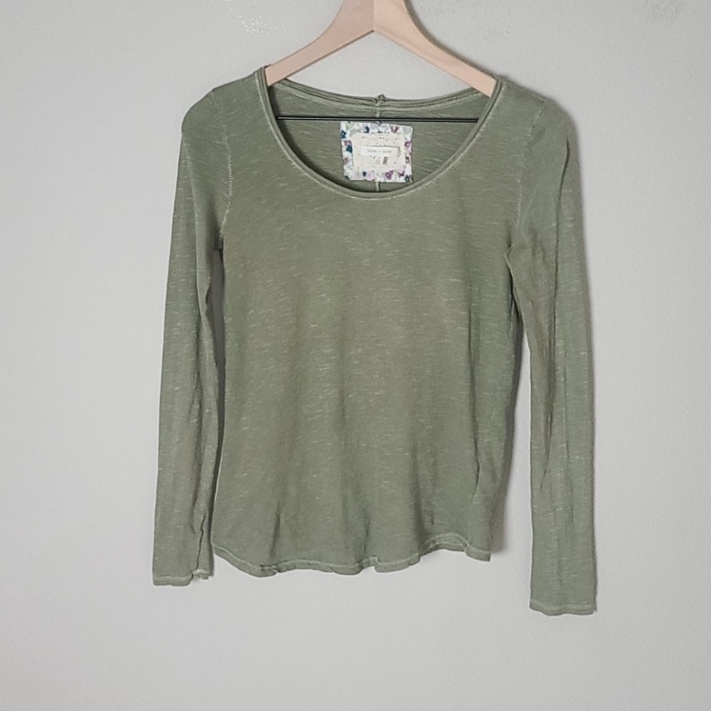 Anthro Pure + Good Olive Green Longsleeve Top